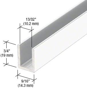 Brixwell SDCD38W-CCP72-XCP50 White 3/8" Fixed Panel Shower Door Deep U-Channel