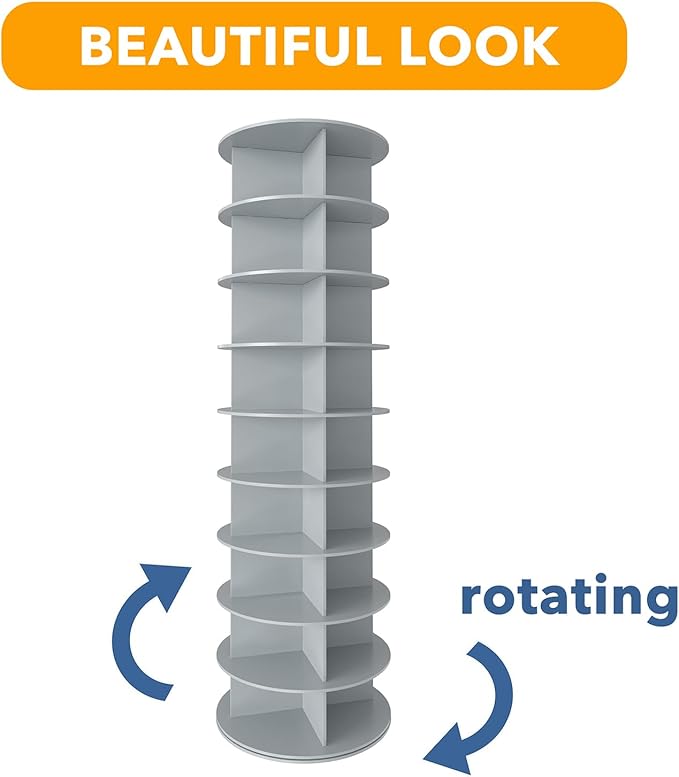 SpaceAid 9 Tier Rotating Shoe Rack Tower, Spinning Shoe Display Lazy Susan