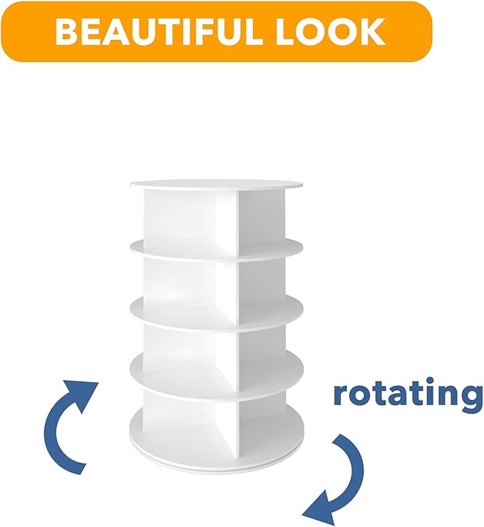 SpaceAid 4 Tier Rotating Shoe Rack Tower, Spinning Shoe Display Lazy Susan