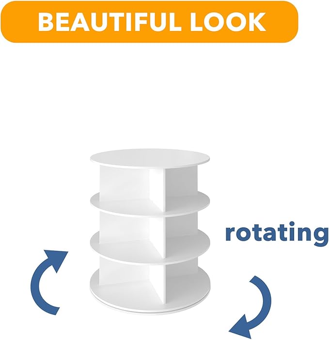 SpaceAid 3 Tier Rotating Shoe Rack Tower, Spinning Shoe Display Lazy Susan
