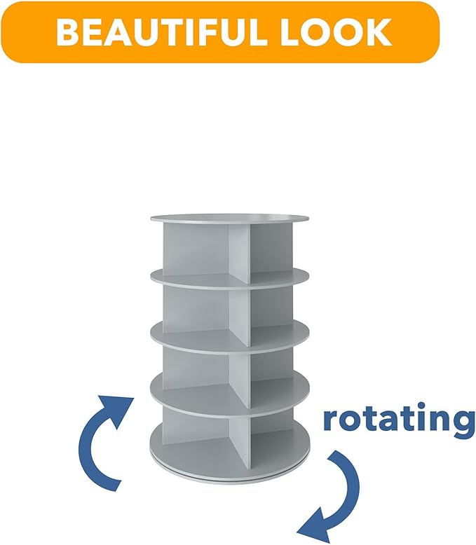 SpaceAid 4 Tier Rotating Shoe Rack Tower, Spinning Shoe Display Lazy Susan