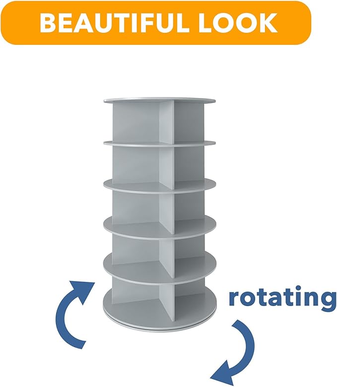 SpaceAid 5 Tier Rotating Shoe Rack Tower, Spinning Shoe Display Lazy Susan