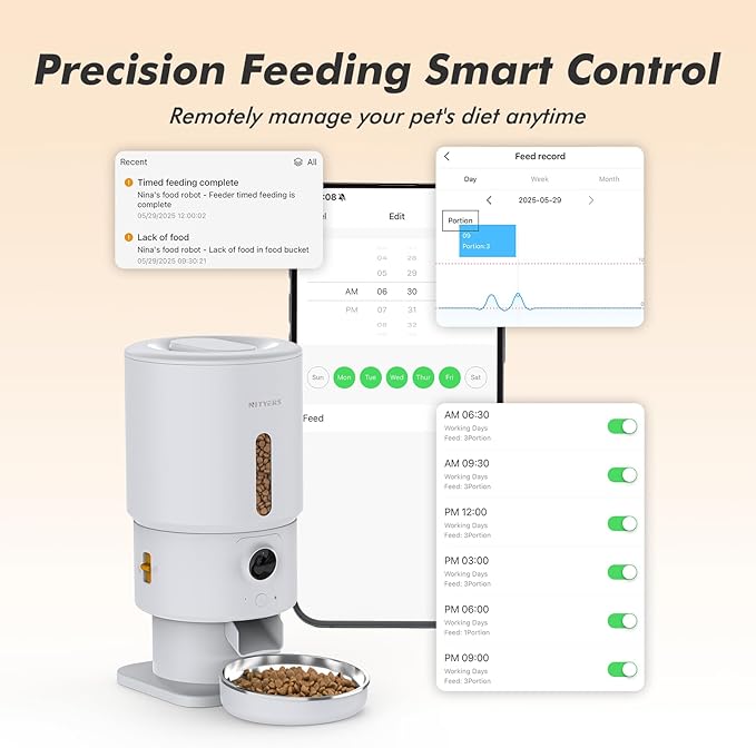 Automatic Cat Feeder with Camera - 5G WiFi Timed Cat Food Dispenser