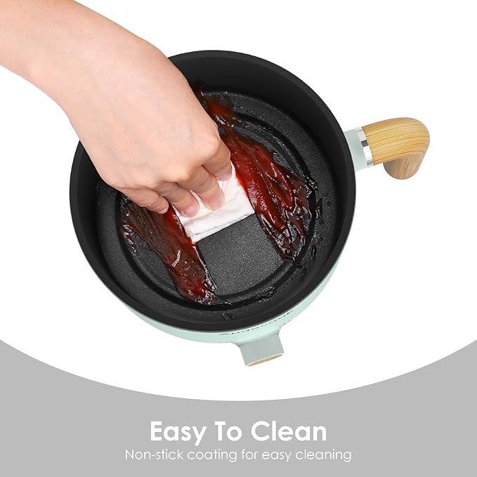 Audecook Hot Pot Electric with Steamer, 1.5L Portable Nonstick Mini Multicooker