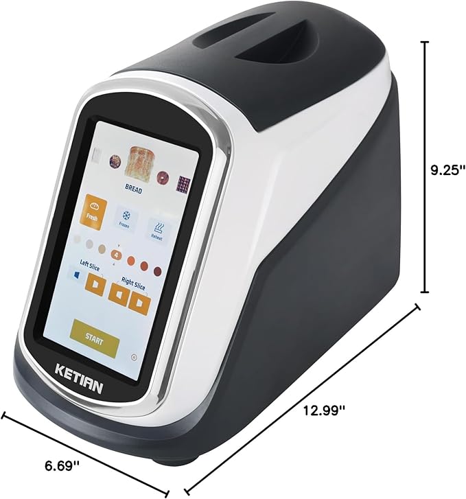 2 Slice Touchscreen Toaster, 2 Wide Slots, Smart Bread Toaster