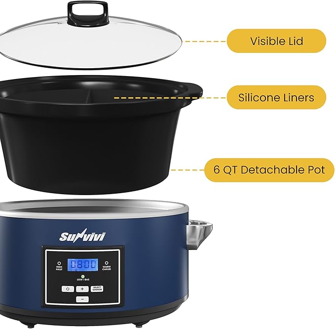 Sunvivi 6 Quart Programmable Slow Cooker