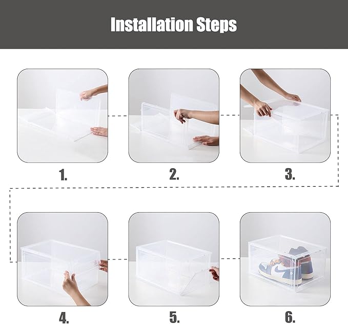 Clemate Upgraded X-Large Shoe Storage Box, 8 Pack, Shoe Box Clear Plastic