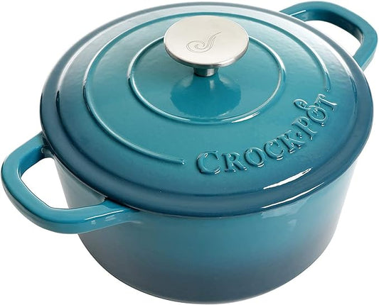 Crock-Pot Artisan 3-Quart Round Enameled Cast Iron Dutch Oven – Gradient Teal