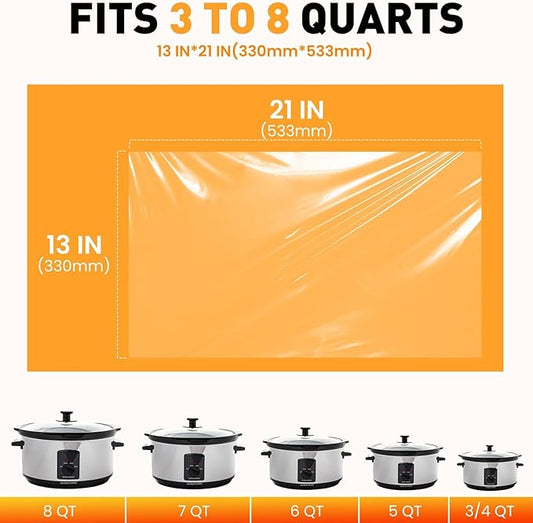 100 Pack Slow Cooker Liners, Large Size 13"x 21" Cooking Bags Disposable Pot