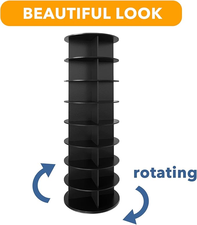 SpaceAid 8 Tier Rotating Shoe Rack Tower, Spinning Shoe Display Lazy Susan