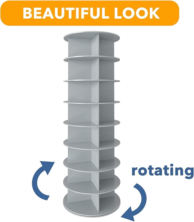 SpaceAid 8 Tier Rotating Shoe Rack Tower, Spinning Shoe Display Lazy Susan