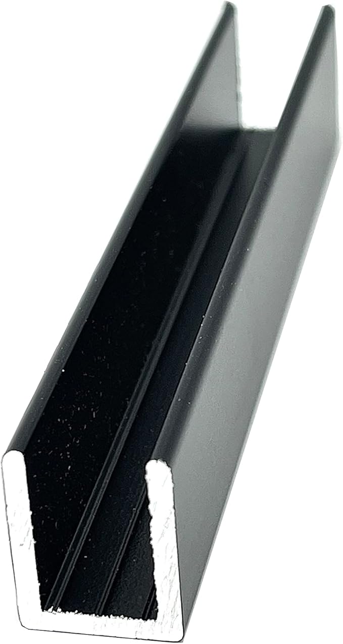 Brixwell SDCD38BL-CCP24-XCP25 Black 3/8" Fixed Panel Shower Door Deep U-Channel
