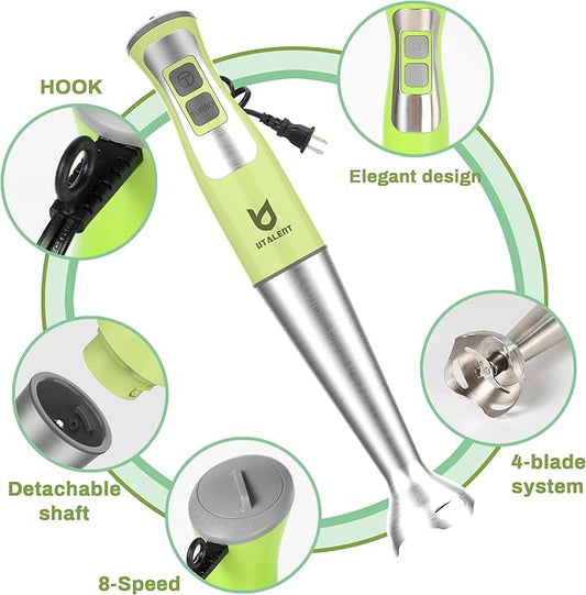 Immersion Hand Blender, UTALENT 3-in-1 8-Speed Stick Blender