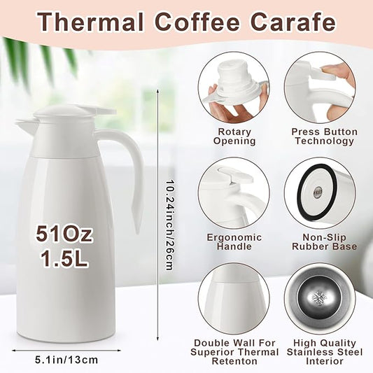 Norme 2 Pcs Thermal Coffee Carafe Insulated Stainless Steel Coffee Carafe