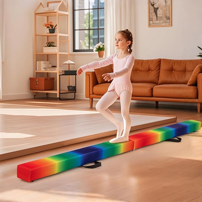 Giantex 7FT/8FT/9FT Balance Beam, Folding Gymnastics Beam w/Carry Handles