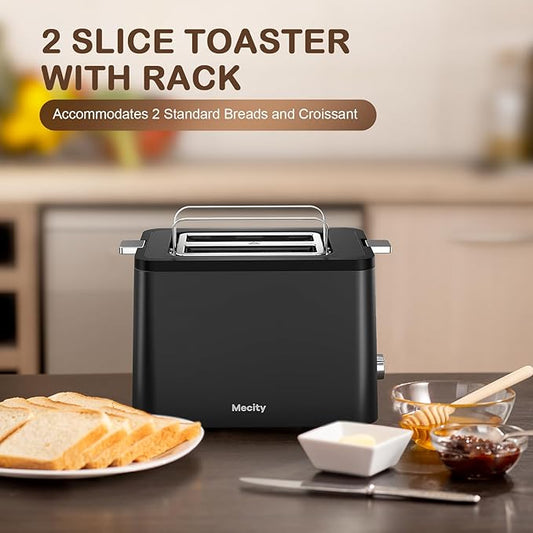 Mecity Toaster 2 Slice Stainless Steel Body, Cancel Functions, Warming Rack