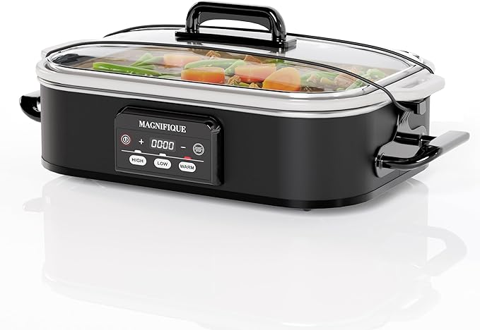 Magnifique 4 Quart Casserole Digital Slow Cooker, Premium Ceramic Bakeware