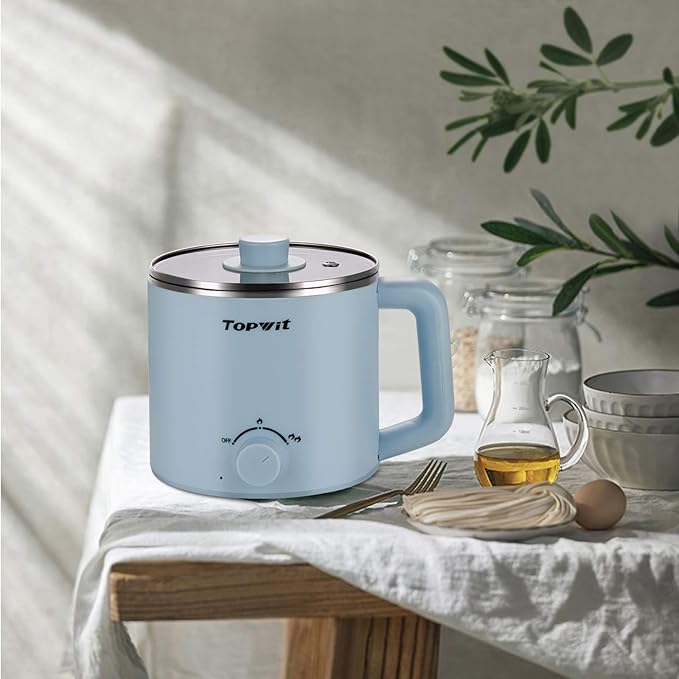 Topwit Hot Pot Electric, Electric Pot, 1.6L Ramen Cooker, Shabu-Shabu, Soup and