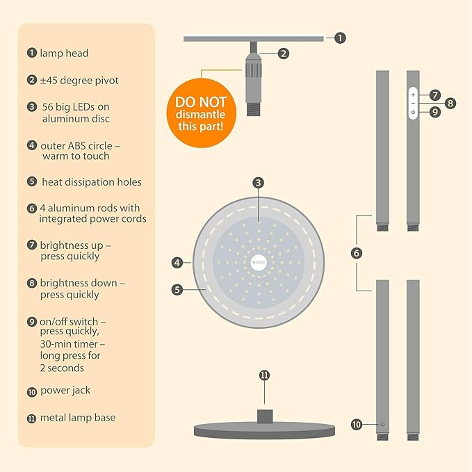 TROND Floor Lamp, 5000LM Super Bright Sky LED Modern Torchiere Standing Lamp, 3000K Warm White with 5-Level Dimmable, 71 in Tall Pole Light, 30-Minute Timer, Modular Rod, Wall Switch Compatible