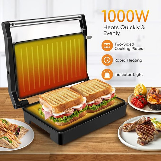 Panini Press Sandwich Maker, Aigostar 1000W Sandwich Press Grill