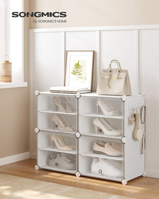 SONGMICS Shoe Rack Organizer, 4-Tier Shoe Storage Cabinet