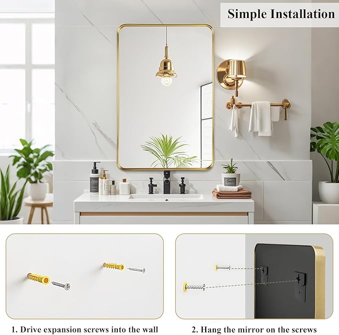 Fabuday Gold Bathroom Mirror