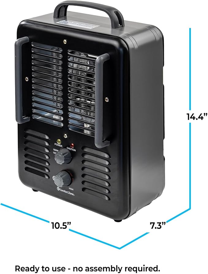 Comfort Zone Electric Portable Milkhouse Style Utility Space Heater