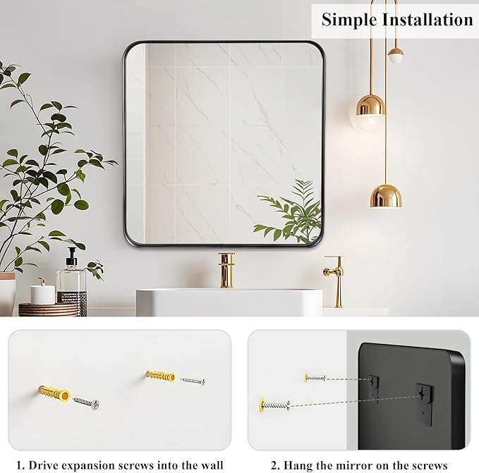 Fabuday Bathroom Mirror with Black Frame