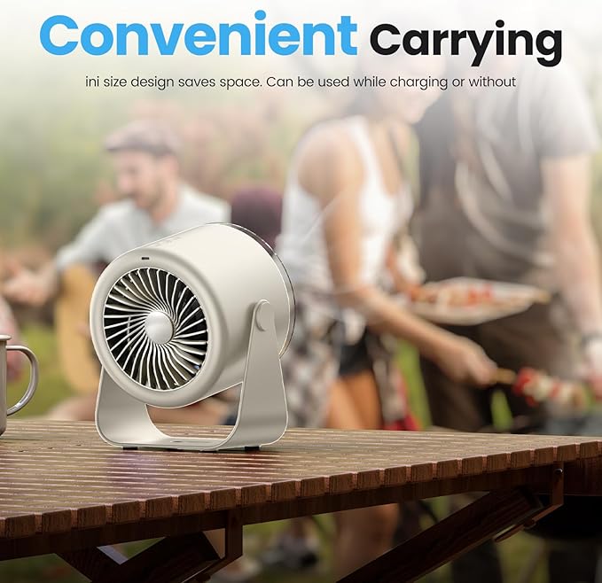 WSKEN Desk Fan with Battery Operated, Quiet Digital Display Portable Fan