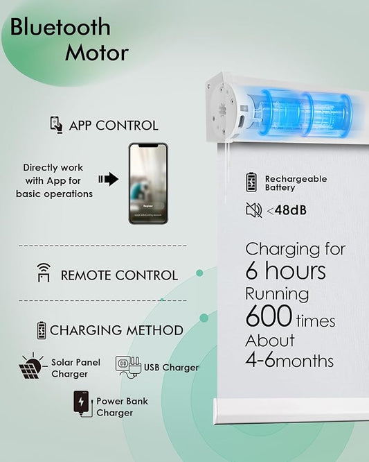 Yoolax Motorized Blinds with Remote, Light Filtering Remote Shades