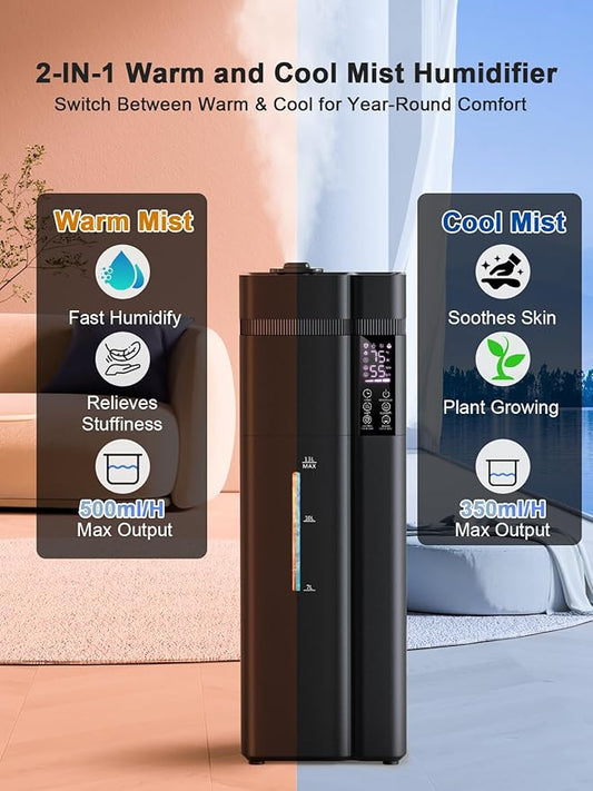 Zeova 13L/3.4Gal Humidifiers for Bedroom, Ultrasonic Warm & Cool Mist