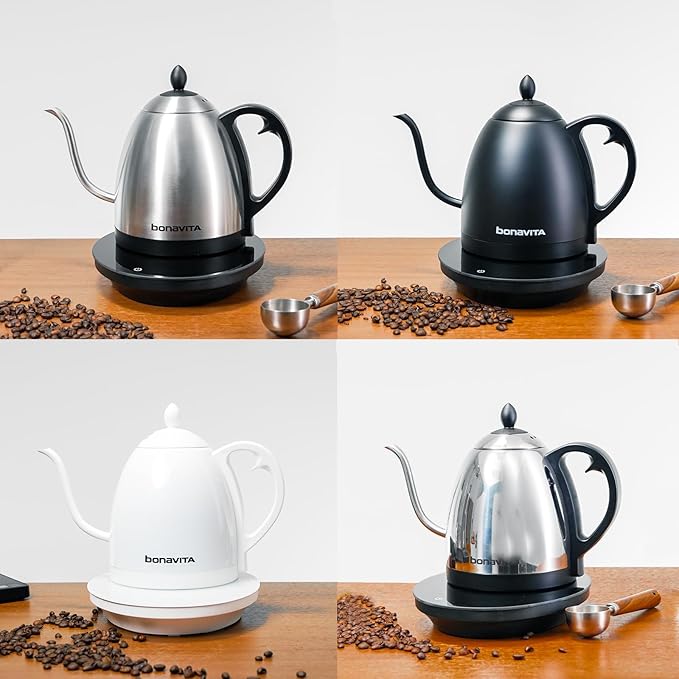 Bonavita Cosmopolitan 1.0L Gooseneck Electric Kettle, Stainless Steel Water