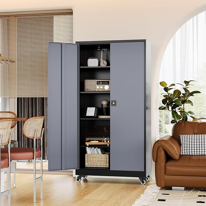 Metal Rolling Storage Cabinet-74.6” Tall Steel File Cabinets