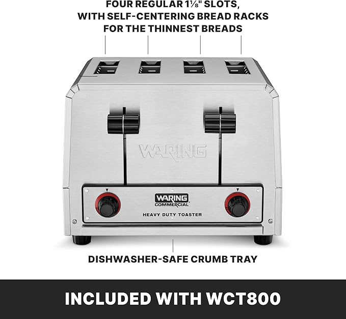 Waring Commercial WCT800 4-Slice Heavy Duty Commercial Pop-Up Toaster,