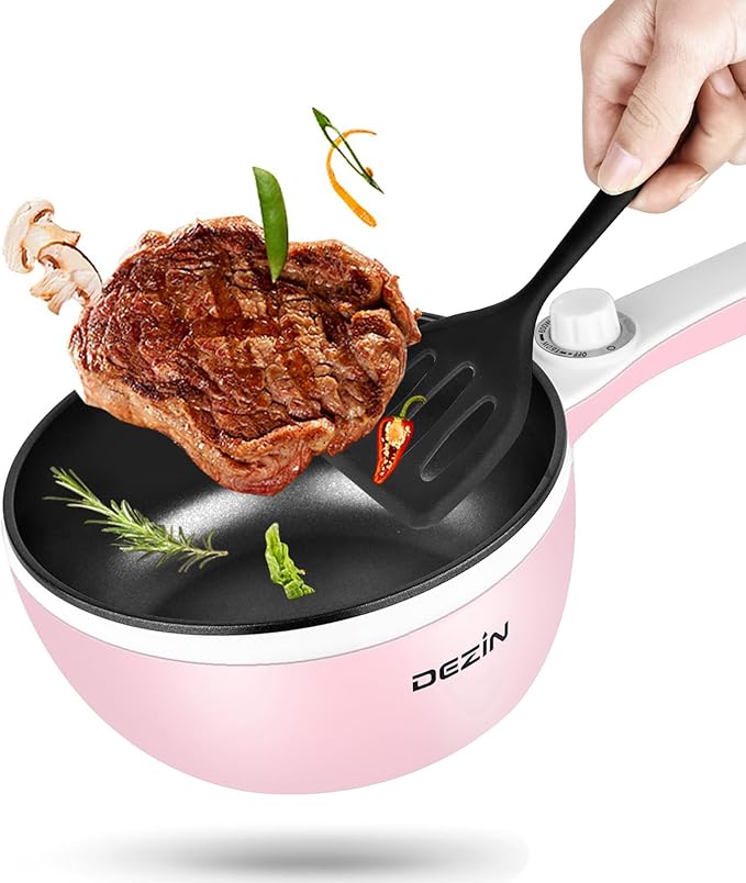 Dezin Hot Pot Electric Upgraded, Non-Stick Sauté Pan, Rapid Noodles Electric Pot