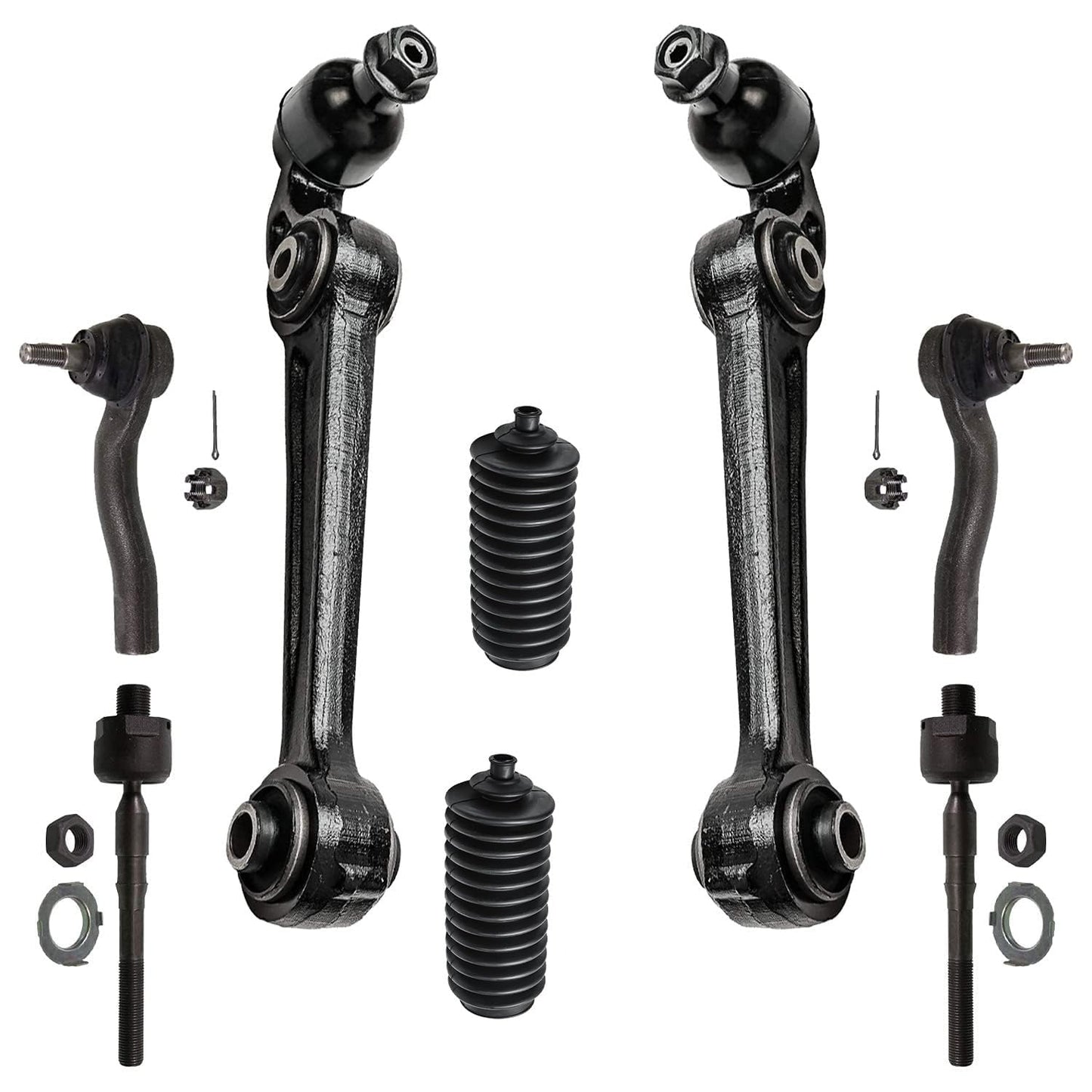 Detroit Axle - 8pc Front End Control Arms Kit for 07-12 Ford Fusion Lincoln MKZ, 07-09 Mercury Milan, 2 Lower Forward Control Ar
