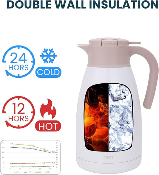 GiNT 2.2L / 74Oz Thermal Coffee Carafe, Insulated Stainless Steel Coffee Carafes