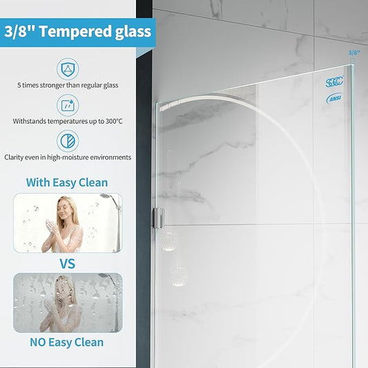 Shower Glass Panel, 28.5" W x 78.75" H Fixed Shower Screen Panel