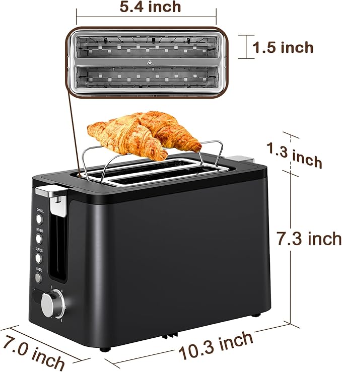 Mecity Toaster 2 Slice Stainless Steel Body, Cancel Functions, Warming Rack