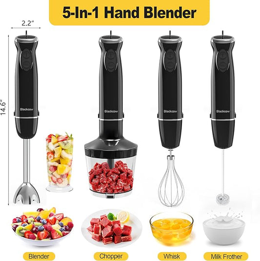 Immersion Blender Set for Kitchen, 500W Extra Quiet Emulsion Blender Handheld