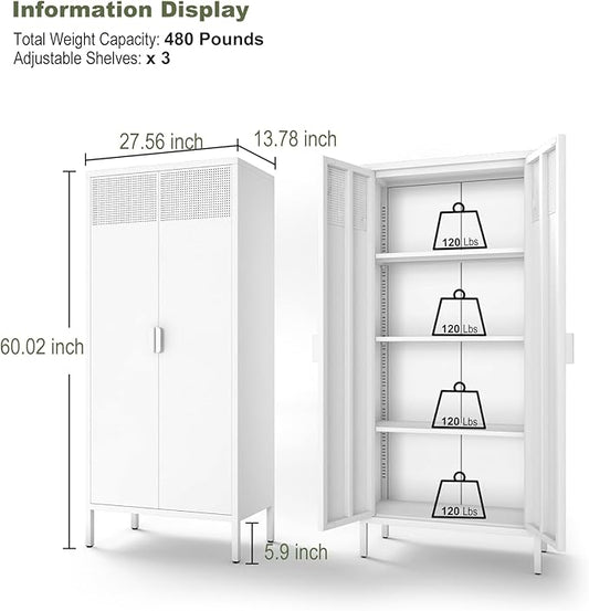 COFaR 4 Tier Black Metal Storage Cabinet, Free Standing