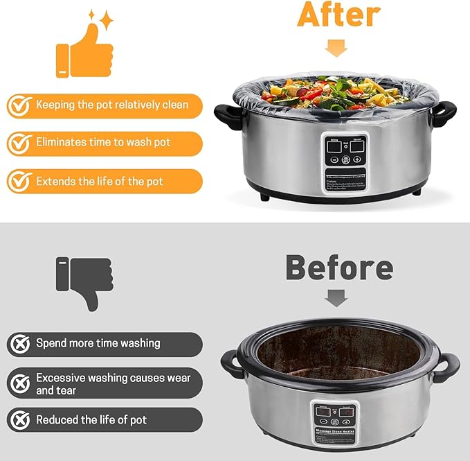 100 Pack Slow Cooker Liners, Large Size 13"x 21" Cooking Bags Disposable Pot