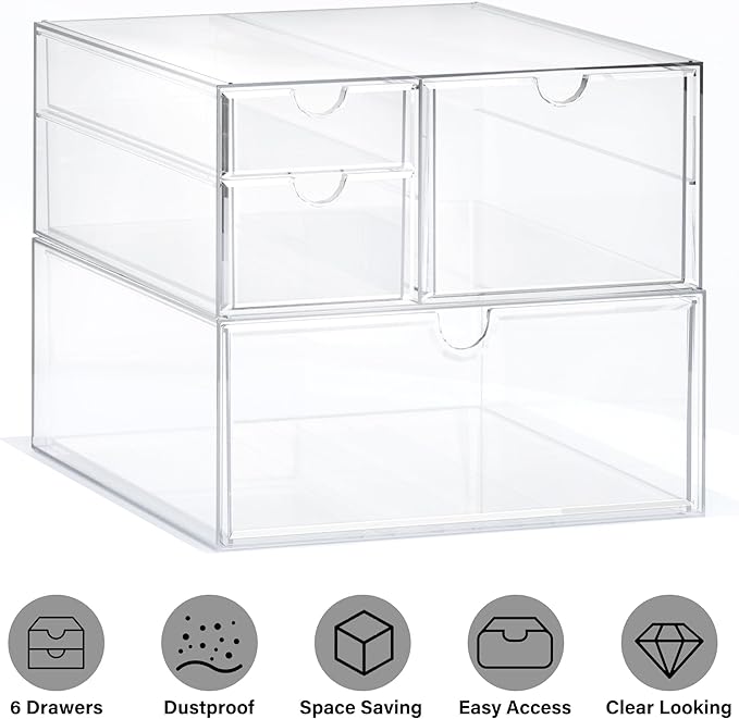 Prsildan Acrylic Drawer Makeup Organizer