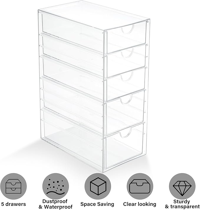 Prsildan Acrylic Drawer Makeup Organizer