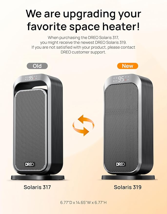 DREO Quiet Space Heater, 1500W Portable Heaters