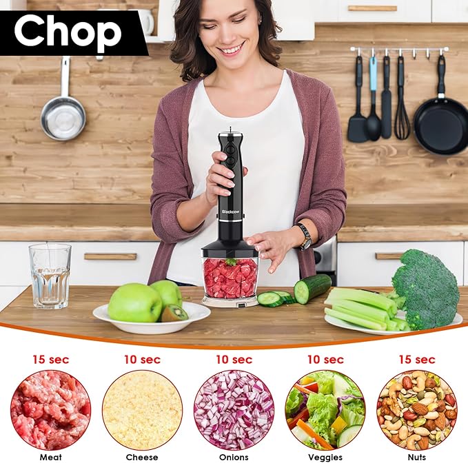 Immersion Blender Set for Kitchen, 500W Extra Quiet Emulsion Blender Handheld