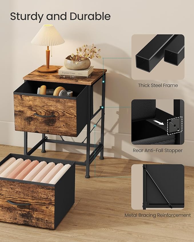 SONGMICS Dresser for Bedroom, Chest of Drawers, Nightstand, 2 Non-Woven Fabric
