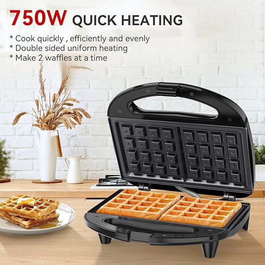 OSTBA Waffle Maker, 2 Slice Non-Stick Waffle Iron, Belgian Waffle Machine
