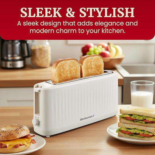 Elite Gourmet ECT2517C SLIMTOAST™ 2-Slice, Long Slot Toaster, Cool-touch Body