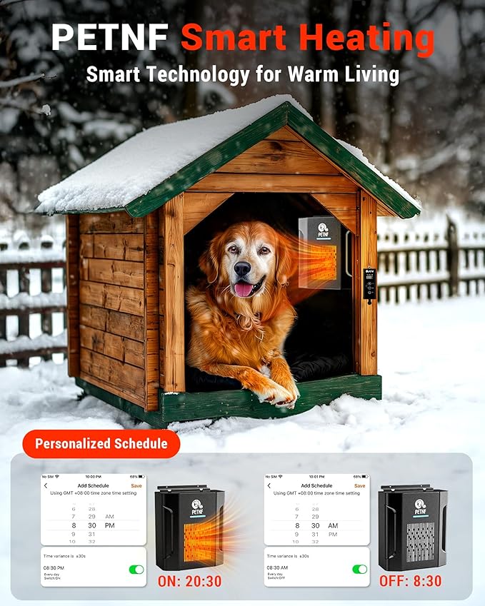 Dog House Heater – 45℉ to 113℉ Thermostat Controlled Pet House Heater